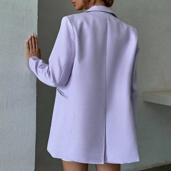 single breasted blazer chic fun classy business casual purple - Picture 5 of 6